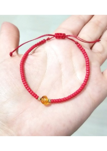 Hematit Doğaltaşlı Kehribar ve Miyuki Round Boncuklu Unisex Bileklik