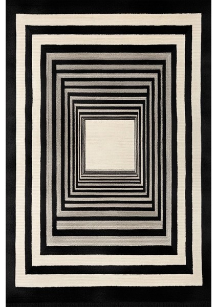 Allure 103 Siyah Bej Çizgili Tasarım Halı Yıkanabilir Halı Ince Kilim Halı Oturma Odası Salon Halısı fiyatları