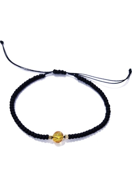 Hematit Doğaltaşlı Kehribar ve Miyuki Round Boncuklu Unisex Bileklik
