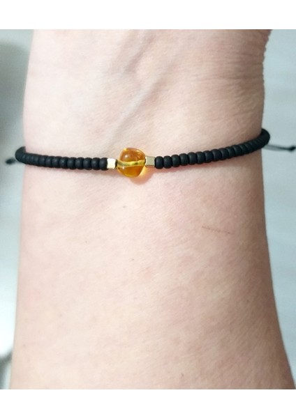 Hematit Doğaltaşlı Kehribar ve Miyuki Round Boncuklu Unisex Bileklik indirimleri