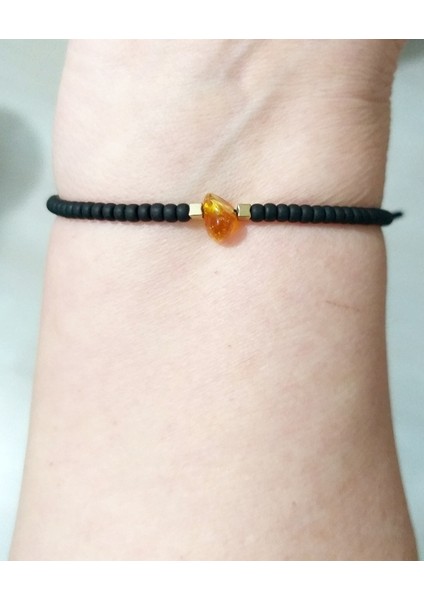 Hematit Doğaltaşlı Kehribar ve Miyuki Round Boncuklu Unisex Bileklik