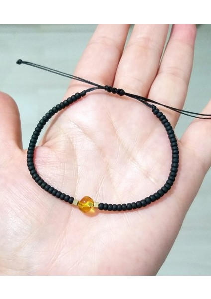 Hematit Doğaltaşlı Kehribar ve Miyuki Round Boncuklu Unisex Bileklik