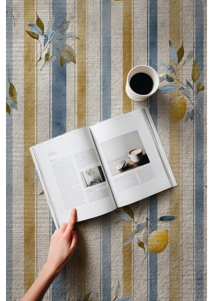 Capri 352 Çizgili Bej Limon Tasarım Modern Yıkanabilir Halı Mutfak Ev Oda Salon Oturma Odası Halısı fiyatları