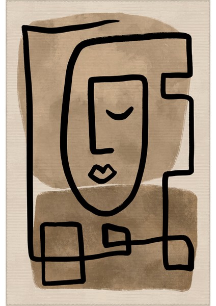 Allure 102 Siyah Bej Yüz Tasarım Halı Yıkanabilir Halı Ince Kilim Halı Oturma Odası Salon Halısı