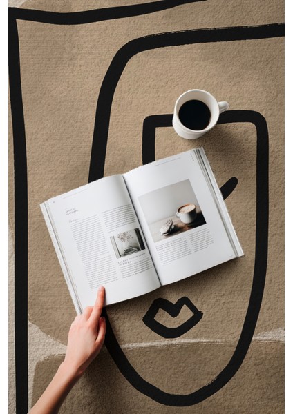 Allure 102 Siyah Bej Yüz Tasarım Halı Yıkanabilir Halı Ince Kilim Halı Oturma Odası Salon Halısı fiyatları