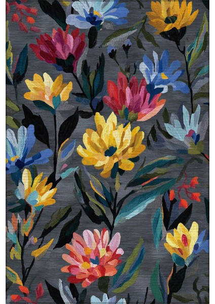 Fiora 231 Gri Renkli Çiçekli Modern Halı Yıkanabilir Dokuma Taban Salon Mutfak Oturma Odası Halısı fiyatları