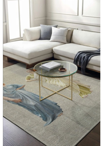 Haliç 305 Bej Afgan Vintage Halı Heykel Figürlü Yıkanabilir Dekoratif Salon Oturma Odası Halısı fiyatları