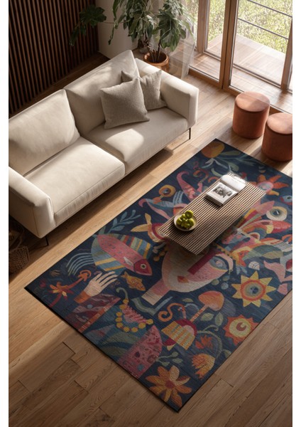 Auro 302 Çok Renkli Yüz Soyut Denizaltı Tasarım Modern Yıkanabilir Halı Koridor Hol Oda Ev Halısı fiyatları