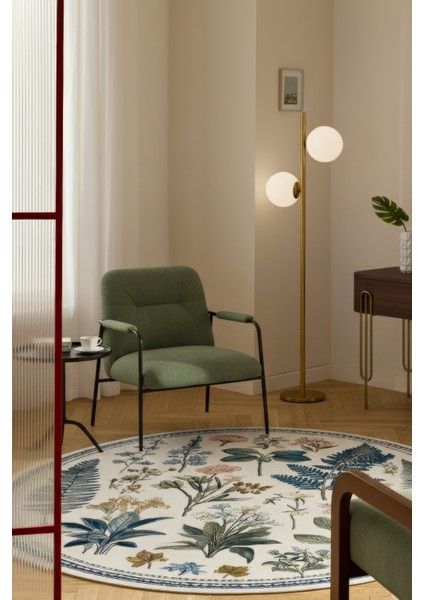 Como 04 Botanik Desenli Yuvarlak Renkli Ince Dokuma Taban Yıkanabilir Mutfak Antre Halısı fiyatları