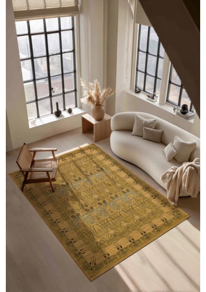 Mihrimah 501 Sarı Etnik Halı Vintage Halı Yıkanabilir Ince Dokuma Salon Ev Oturma Odası Halısı fiyatları