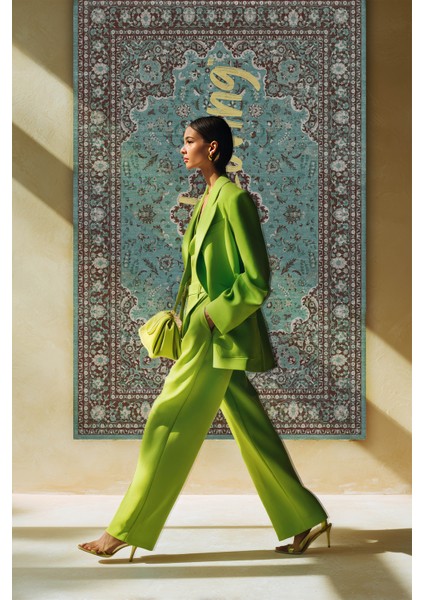 Lucca 400 Turkuaz Mavi Vintage Halı Eskitme Modern Yazılı Halı Ince Kilim Halı Ev Oda Salon Halısı