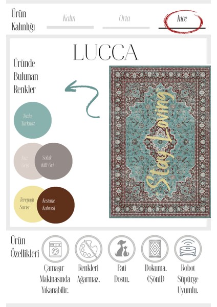 Lucca 400 Turkuaz Mavi Vintage Halı Eskitme Modern Yazılı Halı Ince Kilim Halı Ev Oda Salon Halısı modelleri