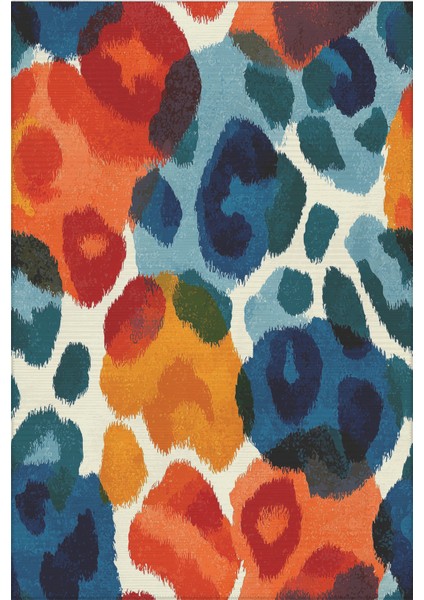 Safari 112 Renkli Leopar Desenli Halı Modern Yıkanabilir Ince Tasarım Oturma Odası Salon Halısı