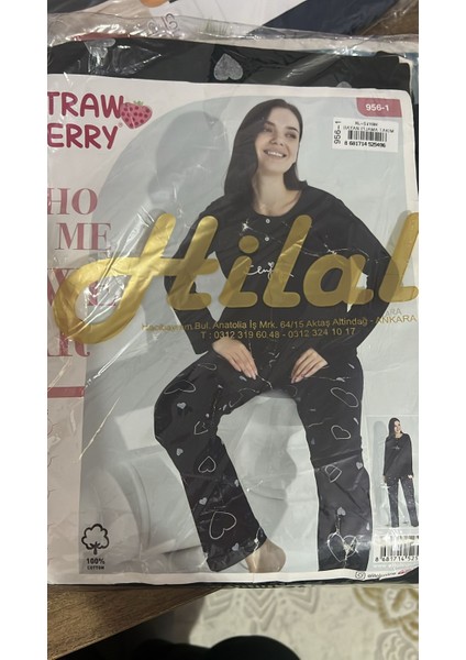 Straw Berry Hilal Marka Bayan Pijamatakımı-Siyah-