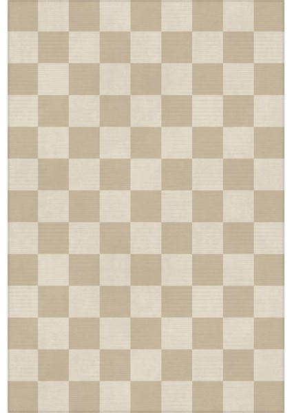 Odessa 502 Damalı Halı Bej Krem Yıkanabilir Dokuma Taban Ince Halı Oturma Odası Salon Halısı modelleri