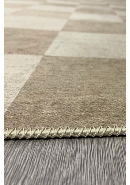 Odessa 502 Damalı Halı Bej Krem Yıkanabilir Dokuma Taban Ince Halı Oturma Odası Salon Halısı fırsatları