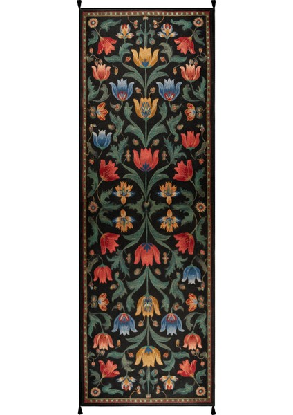 Karaköy 502 Vintage Siyah Desen Etnik Motifli Yıkanabilir Halı Salon Koridor Oturma Odası Ev Halısı fiyatları