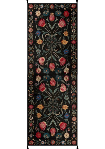 Karaköy 504 Renkli Siyah Püsküllü Tasarım Etnik Halı Yıkanabilir Halı Salon Oturma Odası Ev Halısı fiyatları