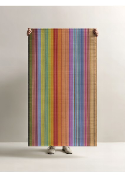 Pantone 62 Çizgili Tasarım Renkli Halı Modern Oturma Odası Yolluk Ince Yazlık Ev Oda Salon Halısı