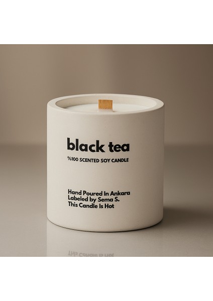 : Black Tea : Modern Beyaz Beton Mum (Siyah Çay, Bergamot, Limonel)