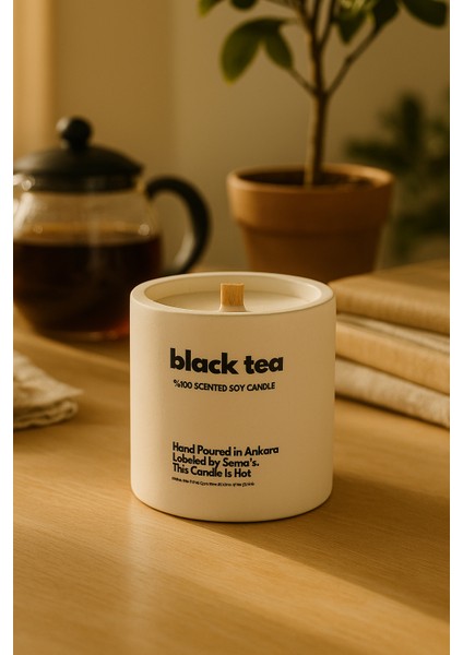 : Black Tea : Modern Beyaz Beton Mum (Siyah Çay, Bergamot, Limonel) fiyatları
