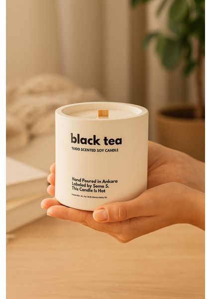 : Black Tea : Modern Beyaz Beton Mum (Siyah Çay, Bergamot, Limonel) modelleri