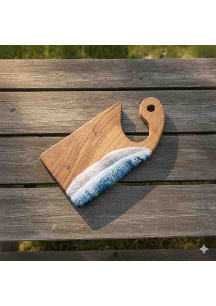 Kesme Tahtası Satır Model Okyanus Temalı Epoksi Sunum ve Kesme Tahtası %100 El Yapımı modelleri