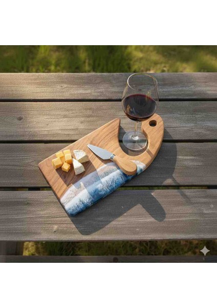 Kesme Tahtası Satır Model Okyanus Temalı Epoksi Sunum ve Kesme Tahtası %100 El Yapımı fırsatları