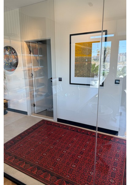 Haliç 301 Bordo Siyah Afgan Desenli Vintage Etnik Salon Halısı Oturma Odası Ince Hol Ev Oda Halısı modelleri