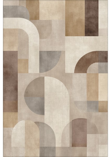 Forma 600 Pastel Renkli Geometrik Desenli Halı Yıkanabilir Modern Dekoratif Salon Ev Oda Halısı