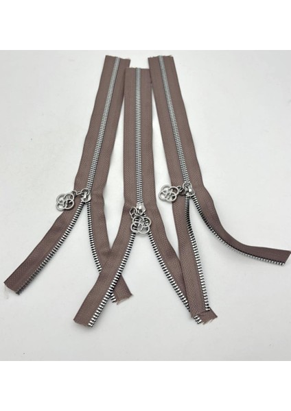 Başlıklı Fermuar Set 30 cm Gümüş Metal Vizon 3 Adet