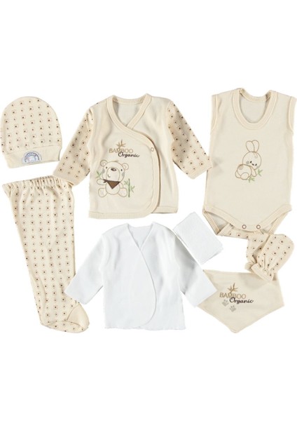 Organik Tavşan Nakışlı 8'li Zıbın Seti