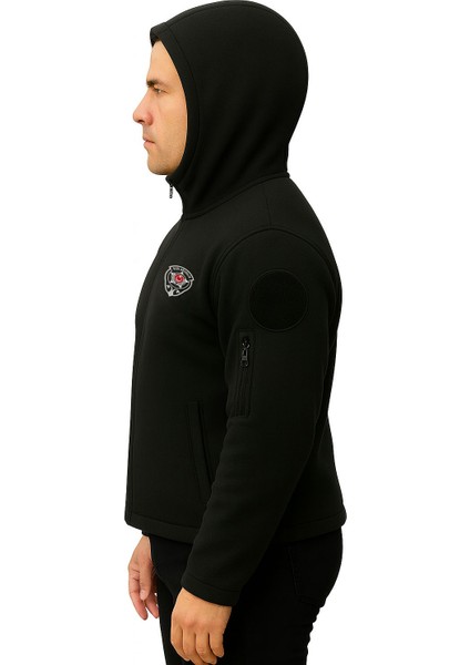 Nakış Işlemeli Önden Yazılı Erkek Kapşonlu Özel Güvenlik Polar modelleri