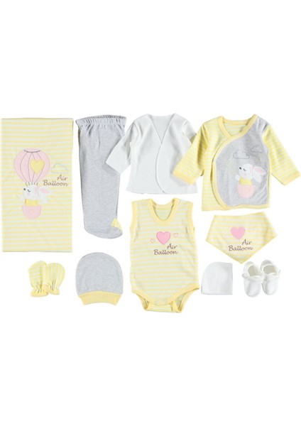 Air Balon Nakışlı 10'lu Zıbın Seti Hastane Çıkışı