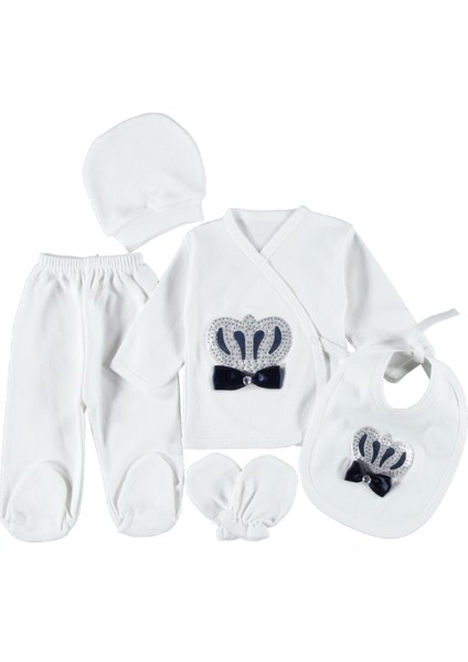 1/3 Ay Penye Taçlı Erkek 5'li Zıbın Seti Hastane Çıkışı %100 Pamuklu fiyatları