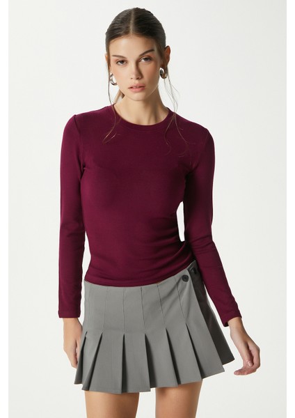 Kadın Main Lux Touch Yumuşak Doku Mürdüm Bluz