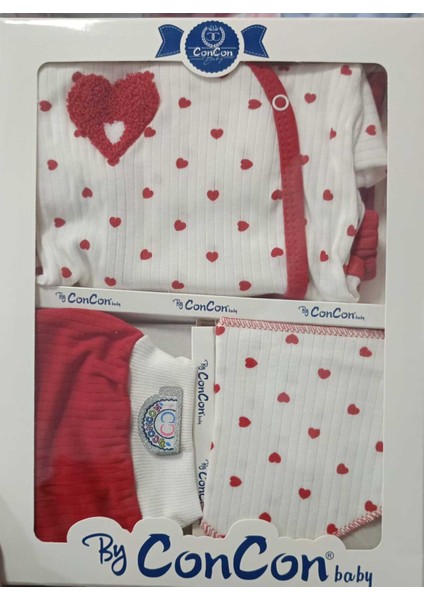 Kız Bebek Kalp Desenli 5'li Hastane Çıkışı