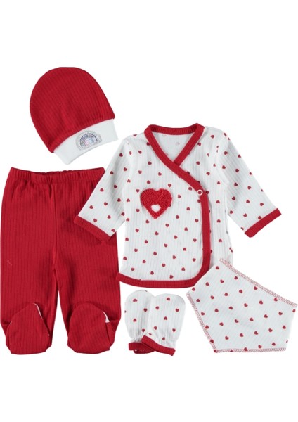 Kız Bebek Kalp Desenli 5'li Hastane Çıkışı modelleri