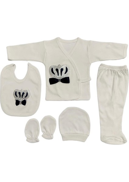 O Bebe Erkek Taşlı 5li Hastane Çıkışı Zıbın Set Ilacivert