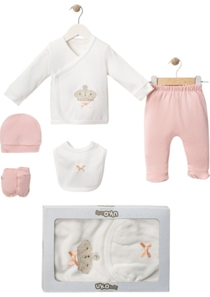 Kutulu 5 Parça Hastane Çıkışı Kız Taçlı Zıbın Takımı 0-3 Ay Hastane Çıkış Seti fiyatları