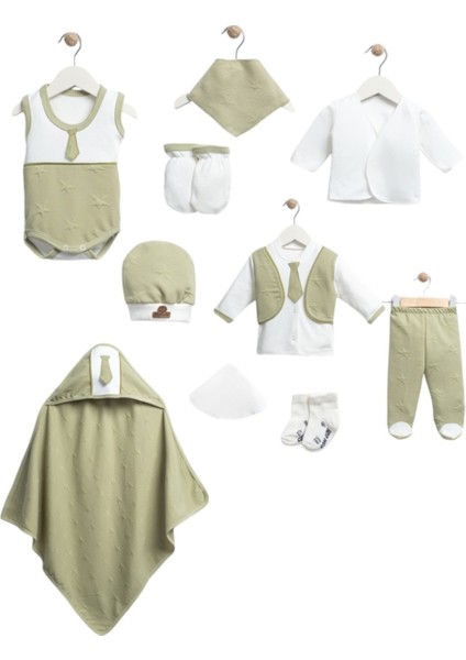 10 Lu Organik Suit Kravatlı Lüx Hastane Çıkışı Zıbın Seti