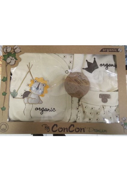 Organik Aslan Nakışlı 5'li Zıbın Seti Hastane Çıkışı fiyatları