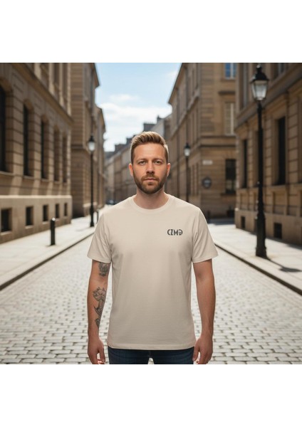 Kurukafa Baskılı Kemik Rengi Oversize Tişört – Unisex %100 Pamuk