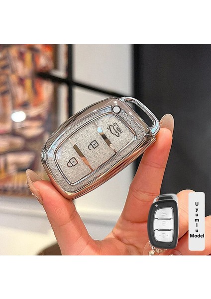 Hyundai Bayon Tucson Elantra Accent IX35 I10 I20 I30 I40 Elmas Kesim Tpu Anahtar Kılıfı (1 Adet)