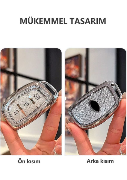 Hyundai Bayon Tucson Elantra Accent IX35 I10 I20 I30 I40 Elmas Kesim Tpu Anahtar Kılıfı (1 Adet) modelleri