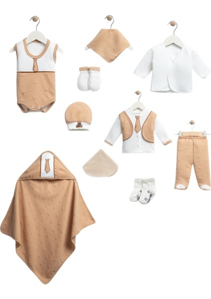 10 Lu Organik Suit Kravatlı Lüx Hastane Çıkışı Zıbın Seti modelleri