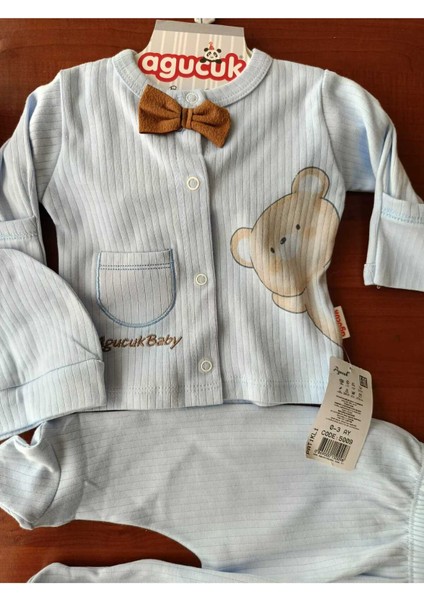 3 Lü Bebek Zıbın Seti Hastane Çıkışı Pamuklu Kaliteli Yumuşacık Lüks Set