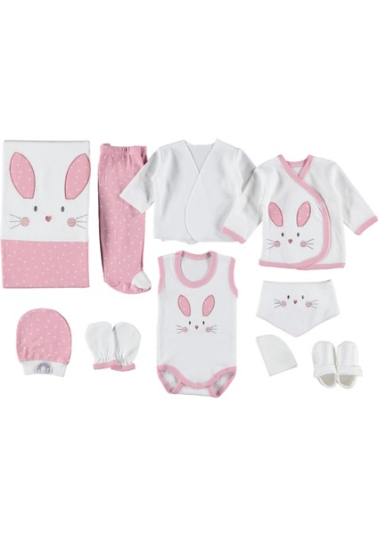 10 Lu Kulaklı Rabbit Lüx Set Zıbın Seti Hastane Çıkışı %100 Pamuklu