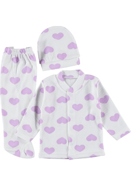 Raporlu Kalp Baskılı Kız Takım 3 Ay %100 Pamuklu,raporlu,kaliteli Bebek Seti modelleri
