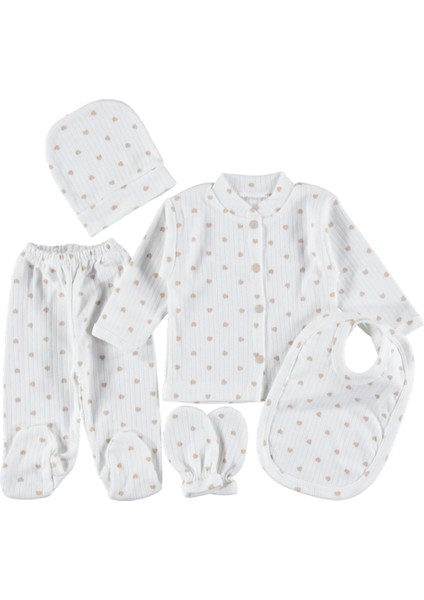 0-3 Aylık 5 Li Zıbın Seti Hastane Çıkış Seti %100 Pamuklu (Kutusuz)